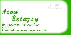 aron balazsy business card